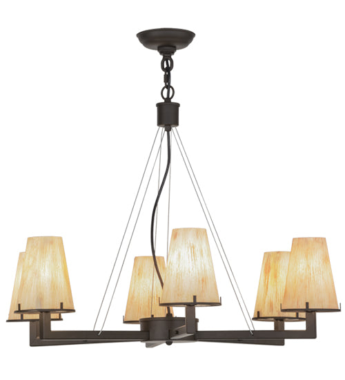 Meyda Lighting St. Lawrence 31" 6-Light LED Oil Rubbed Bronze Chandelier With Sandstorm Linen Shade