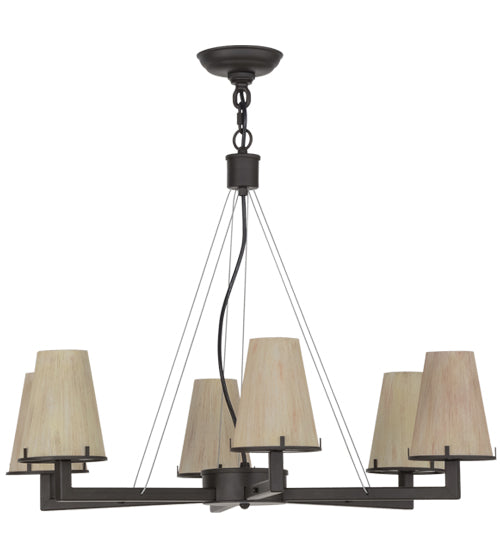 Meyda Lighting St. Lawrence 31" 6-Light LED Oil Rubbed Bronze Chandelier With Sandstorm Linen Shade