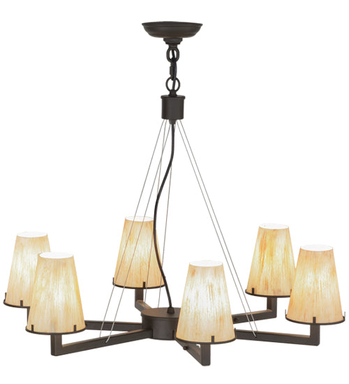 Meyda Lighting St. Lawrence 31" 6-Light LED Oil Rubbed Bronze Chandelier With Sandstorm Linen Shade