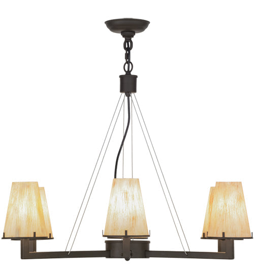 Meyda Lighting St. Lawrence 31" 6-Light LED Oil Rubbed Bronze Chandelier With Sandstorm Linen Shade