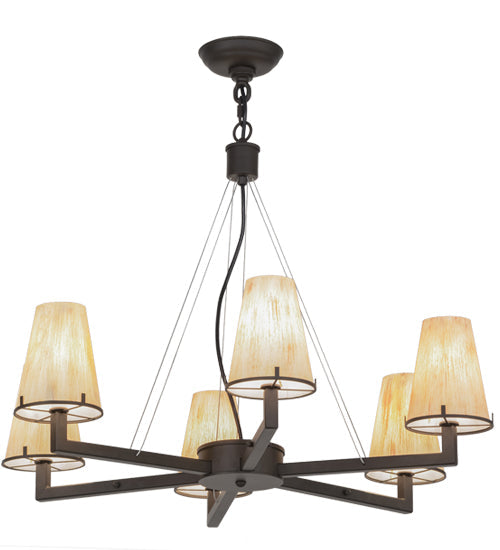 Meyda Lighting St. Lawrence 31" 6-Light LED Oil Rubbed Bronze Chandelier With Sandstorm Linen Shade