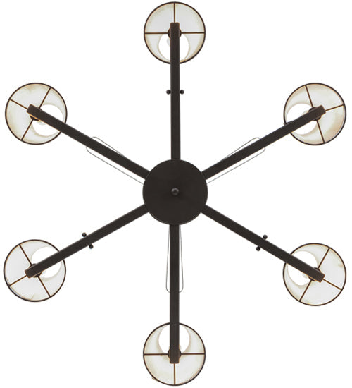 Meyda Lighting St. Lawrence 31" 6-Light LED Oil Rubbed Bronze Chandelier With Sandstorm Linen Shade
