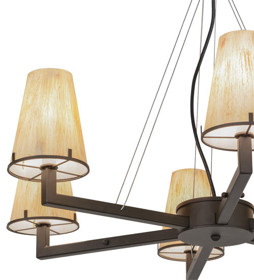 Meyda Lighting St. Lawrence 31" 6-Light LED Oil Rubbed Bronze Chandelier With Sandstorm Linen Shade