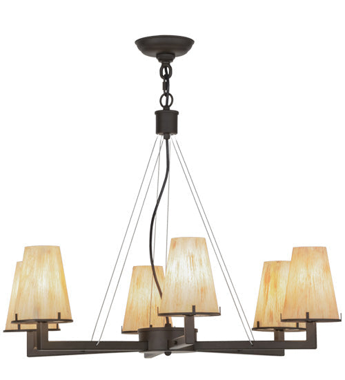 Meyda Lighting St. Lawrence 31" 6-Light LED Oil Rubbed Bronze Chandelier With Sandstorm Linen Shade