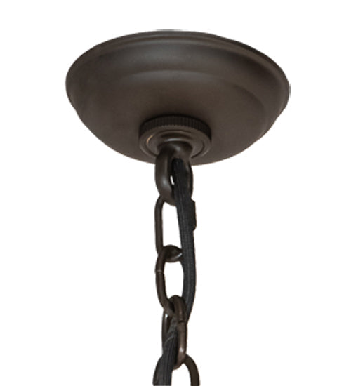 Meyda Lighting St. Lawrence 36" 9-Light 2-Tier Oil Rubbed Bronze Chandelier With Beige Sandstorm Linen Shade