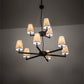 Meyda Lighting St. Lawrence 36" 9-Light 2-Tier Oil Rubbed Bronze Chandelier With Beige Sandstorm Linen Shade