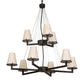 Meyda Lighting St. Lawrence 36" 9-Light 2-Tier Oil Rubbed Bronze Chandelier With Beige Sandstorm Linen Shade