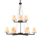 Meyda Lighting St. Lawrence 36" 9-Light 2-Tier Oil Rubbed Bronze Chandelier With Beige Sandstorm Linen Shade