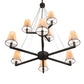 Meyda Lighting St. Lawrence 36" 9-Light 2-Tier Oil Rubbed Bronze Chandelier With Beige Sandstorm Linen Shade