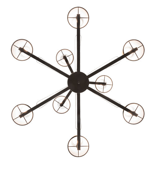 Meyda Lighting St. Lawrence 36" 9-Light 2-Tier Oil Rubbed Bronze Chandelier With Beige Sandstorm Linen Shade