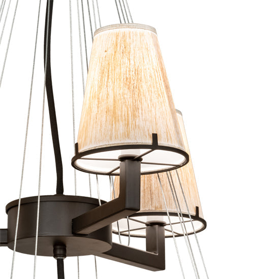 Meyda Lighting St. Lawrence 36" 9-Light 2-Tier Oil Rubbed Bronze Chandelier With Beige Sandstorm Linen Shade