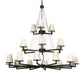 Meyda Lighting St. Lawrence 54" 21-Light 3-Tier Oil Rubbed Bronze Chandelier With Beige Sandstorm Linen Shade