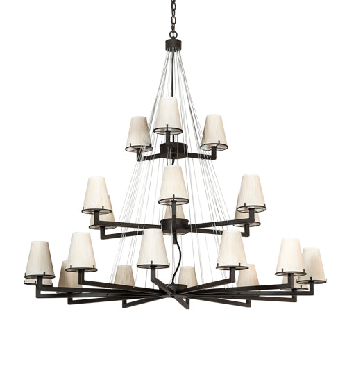 Meyda Lighting St. Lawrence 54" 21-Light 3-Tier Oil Rubbed Bronze Chandelier With Beige Sandstorm Linen Shade