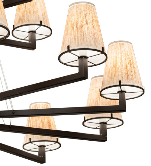Meyda Lighting St. Lawrence 54" 21-Light 3-Tier Oil Rubbed Bronze Chandelier With Beige Sandstorm Linen Shade