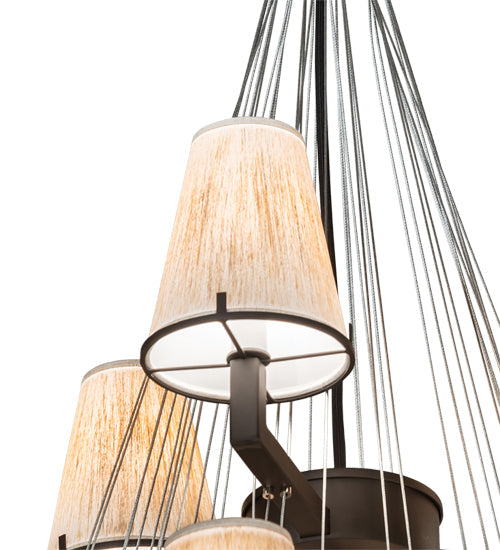 Meyda Lighting St. Lawrence 54" 21-Light 3-Tier Oil Rubbed Bronze Chandelier With Beige Sandstorm Linen Shade