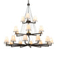 Meyda Lighting St. Lawrence 54" 21-Light 3-Tier Oil Rubbed Bronze Chandelier With Beige Sandstorm Linen Shade