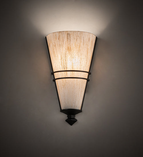 Meyda Lighting St. Lawrence 8" Blackwash Wall Sconce With Beige Sandstorm Linen Shade
