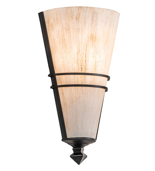 Meyda Lighting St. Lawrence 8" Blackwash Wall Sconce With Beige Sandstorm Linen Shade