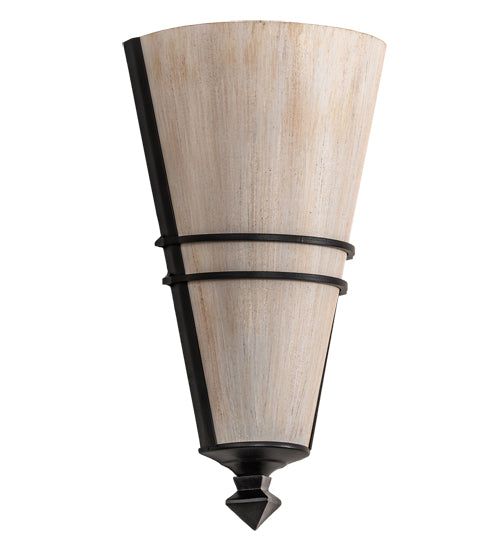 Meyda Lighting St. Lawrence 8" Blackwash Wall Sconce With Beige Sandstorm Linen Shade