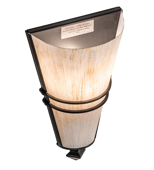 Meyda Lighting St. Lawrence 8" Blackwash Wall Sconce With Beige Sandstorm Linen Shade