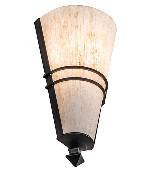 Meyda Lighting St. Lawrence 8" Blackwash Wall Sconce With Beige Sandstorm Linen Shade