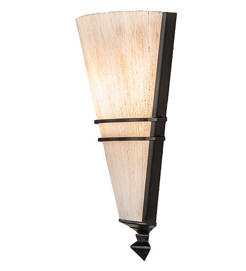 Meyda Lighting St. Lawrence 8" Blackwash Wall Sconce With Beige Sandstorm Linen Shade