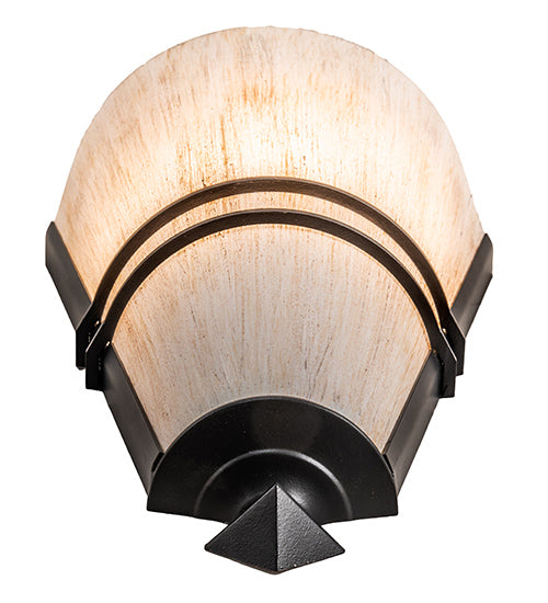 Meyda Lighting St. Lawrence 8" Blackwash Wall Sconce With Beige Sandstorm Linen Shade