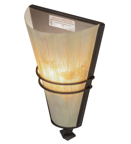 Meyda Lighting St. Lawrence 8" LED Oil Rubbed Bronze Wall Sconce With Sandstorm Linen Shade