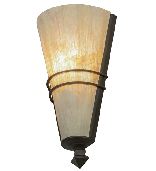 Meyda Lighting St. Lawrence 8" LED Oil Rubbed Bronze Wall Sconce With Sandstorm Linen Shade