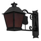 Meyda Lighting Stafford 11" Blackwash Lantern Wall Sconce With Frosted Amethyst Seeded Shade Glass