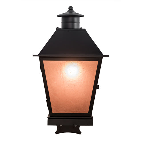 Meyda Lighting Stafford 11" Blackwash Lantern Wall Sconce With Frosted Amethyst Seeded Shade Glass