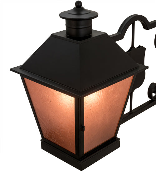 Meyda Lighting Stafford 11" Blackwash Lantern Wall Sconce With Frosted Amethyst Seeded Shade Glass