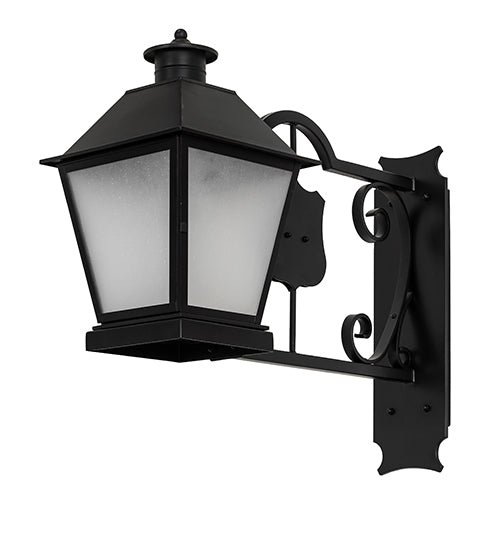 Meyda Lighting Stafford 11" Blackwash Lantern Wall Sconce With Frosted Rainstone Idalight Shade