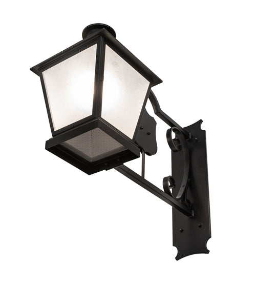 Meyda Lighting Stafford 11" Blackwash Lantern Wall Sconce With Frosted Rainstone Idalight Shade