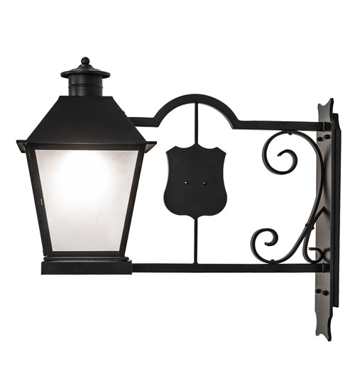 Meyda Lighting Stafford 11" Blackwash Lantern Wall Sconce With Frosted Rainstone Idalight Shade