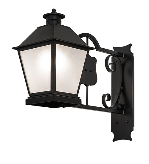 Meyda Lighting Stafford 11" Blackwash Lantern Wall Sconce With Frosted Rainstone Idalight Shade