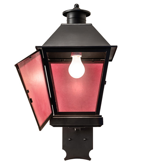 Meyda Lighting Stafford 11" Blackwash Lantern Wall Sconce With Frosted Seeded Amethyst Idalight Shade