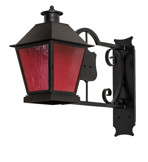 Meyda Lighting Stafford 11" Blackwash Lantern Wall Sconce With Frosted Seeded Amethyst Idalight Shade