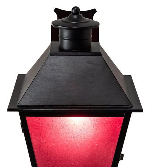 Meyda Lighting Stafford 11" Blackwash Lantern Wall Sconce With Frosted Seeded Amethyst Idalight Shade