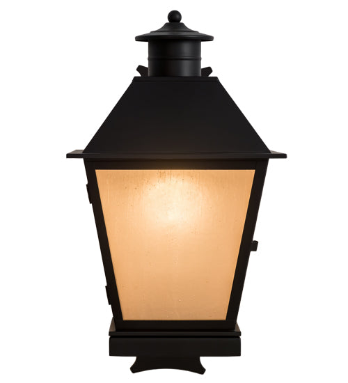 Meyda Lighting Stafford 11" Blackwash Lantern Wall Sconce With Light Peech Seeded Shade Glass