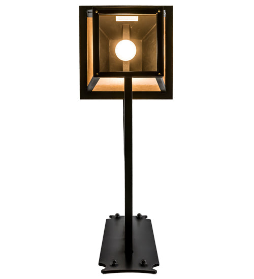 Meyda Lighting Stafford 11" Blackwash Lantern Wall Sconce With Light Peech Seeded Shade Glass