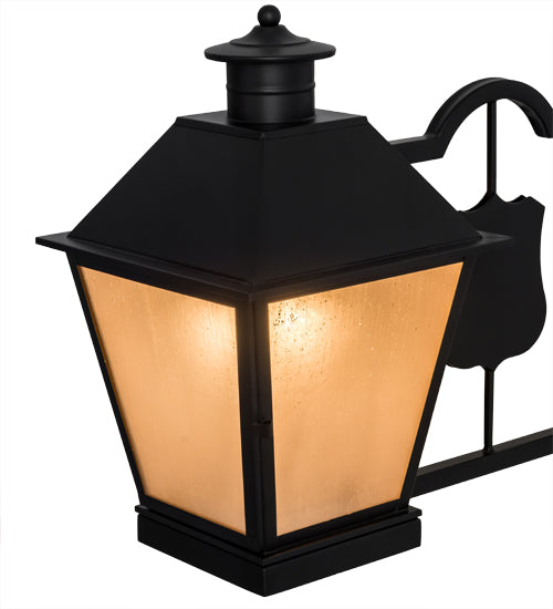 Meyda Lighting Stafford 11" Blackwash Lantern Wall Sconce With Light Peech Seeded Shade Glass