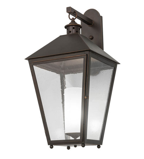 Meyda Lighting Stafford 15" Oil Rubbed Bronze Wall Sconce With Clear Seeded & Frosted Shade Glass