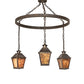 Meyda Lighting Stafford 48" 3-Light Gilded Tobacco Chandelier With Amber Mica Shade Glass