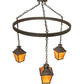 Meyda Lighting Stafford 48" 3-Light Gilded Tobacco Chandelier With Amber Mica Shade Glass