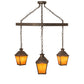 Meyda Lighting Stafford 48" 3-Light Gilded Tobacco Chandelier With Amber Mica Shade Glass