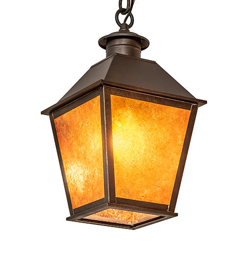 Meyda Lighting Stafford 48" 3-Light Gilded Tobacco Chandelier With Amber Mica Shade Glass