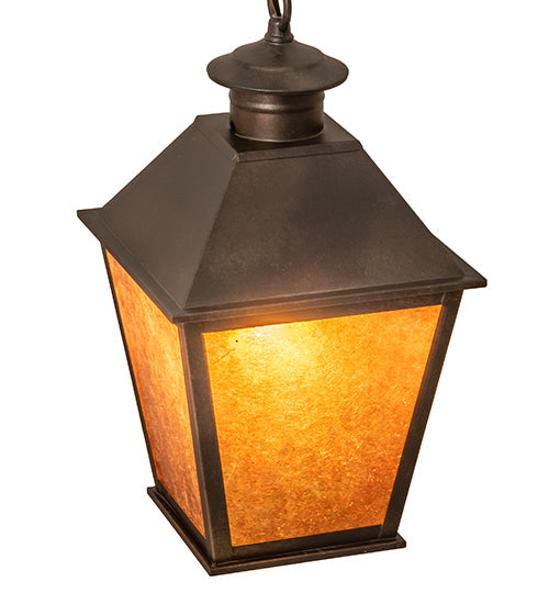 Meyda Lighting Stafford 48" 3-Light Gilded Tobacco Chandelier With Amber Mica Shade Glass