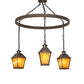 Meyda Lighting Stafford 48" 3-Light Gilded Tobacco Chandelier With Amber Mica Shade Glass