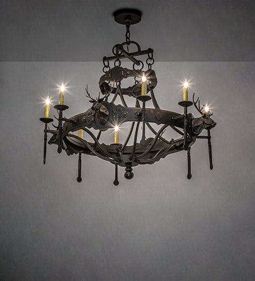 Meyda Lighting Stag 234729 40" 8-Light Timeless Bronze Chandelier With Ivory Faux Candlelight